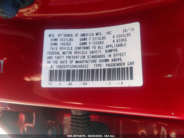 1HGCR2F52HA046552 Honda Accord Sport