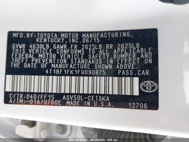 Toyota CAMRY SE 2015 4T1BF1FK1FU090875 Image 9