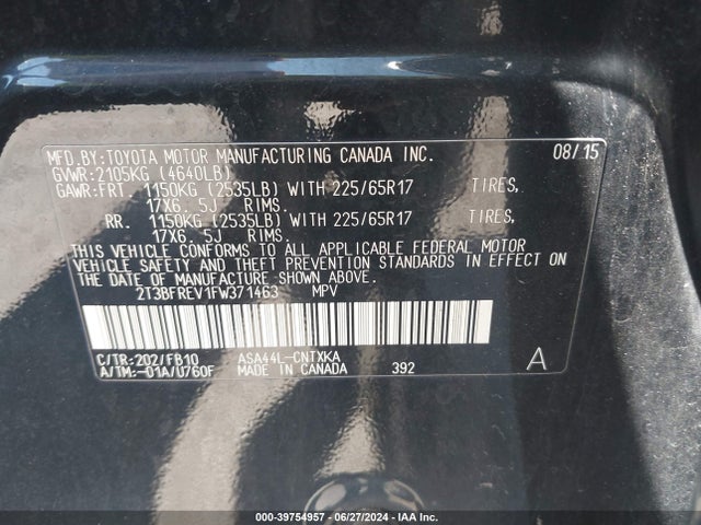 Toyota RAV4 LE 2015 2T3BFREV1FW371463 Image 9