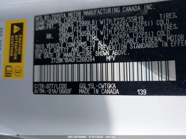 2T2BK1BA0FC268264 Lexus RX 350