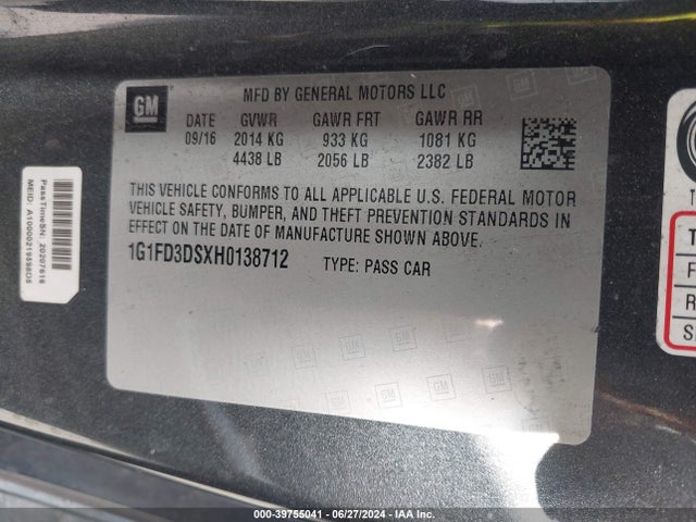 Chevrolet Camaro 2lt 2017 1G1FD3DSXH0138712 Image 9