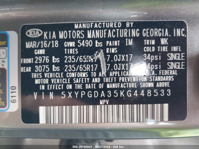 KIA Sorento 2.4l Lx 2019 5XYPGDA35KG448533 Image 9