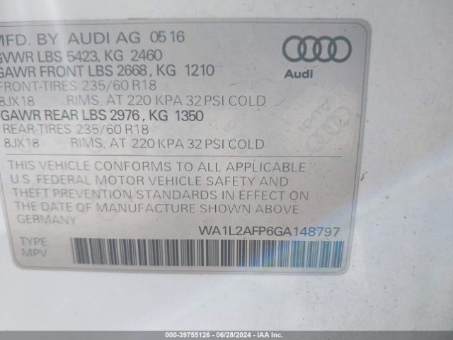 WA1L2AFP6GA148797 Audi Q5 2.0t Premium