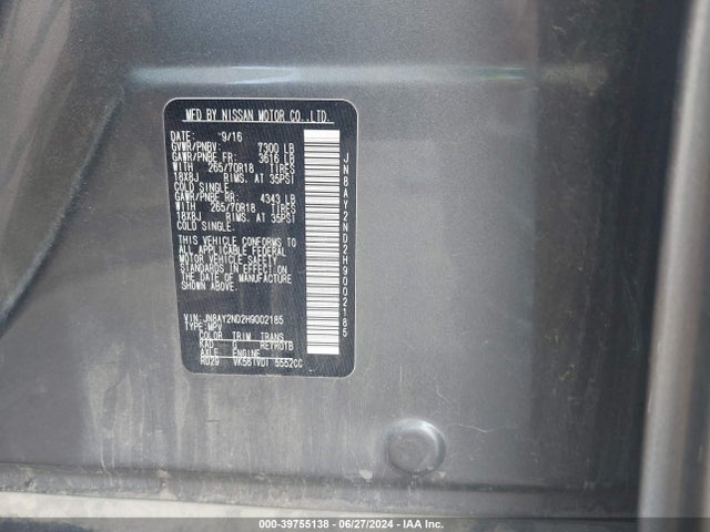 Nissan ARMADA SV 2017 JN8AY2ND2H9002185 Image 9