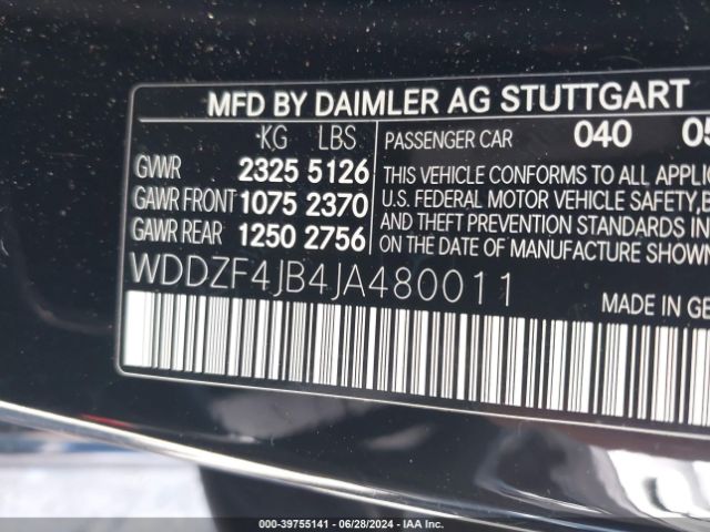 WDDZF4JB4JA480011 Mercedes-Benz E 300