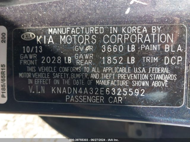 KNADN4A32E6325592 KIA RIO EX