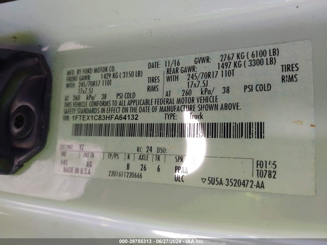 Ford F-150 Xl 2017 1FTEX1C83HFA64132 Image 9