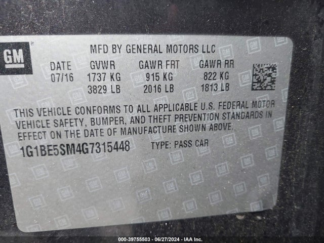 Chevrolet Cruze Lt Auto 2016 1G1BE5SM4G7315448 Image 9