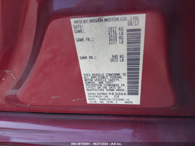 Nissan Altima 2.5 Sr 2017 1N4AL3AP8HC483066 Image 9
