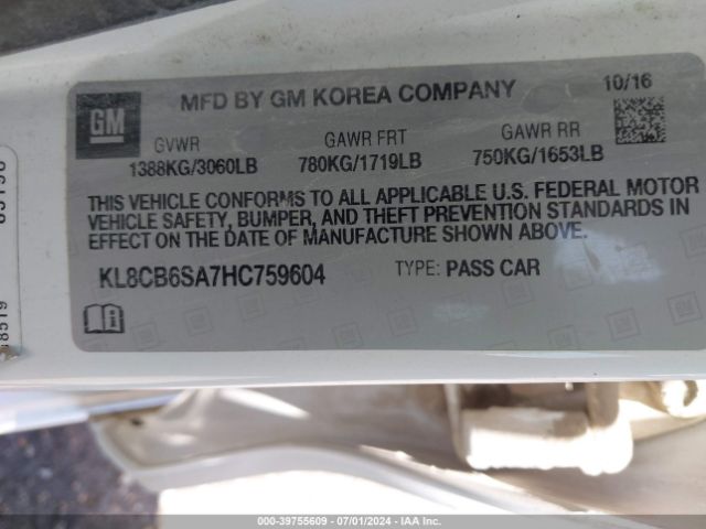 KL8CB6SA7HC759604 Chevrolet Spark Ls Cvt