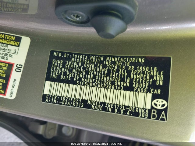 Toyota COROLLA LE 2019 5YFBURHE6KP868143 Image 9