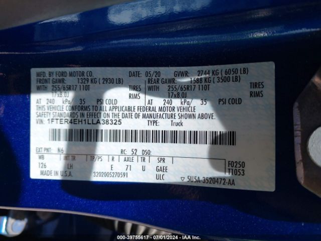 1FTER4EH1LLA38325 Ford RANGER XL