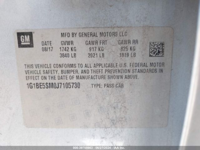 1G1BE5SM0J7105730 Chevrolet Cruze Lt Auto