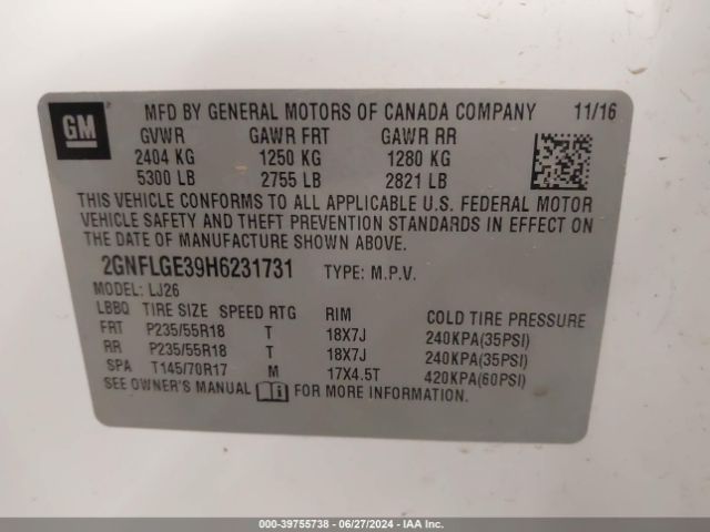 2GNFLGE39H6231731 Chevrolet Equinox Premier