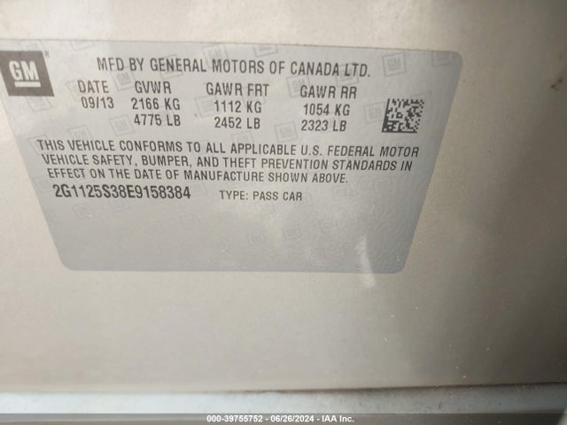 Chevrolet Impala 2lt 2014 2G1125S38E9158384 Image 9