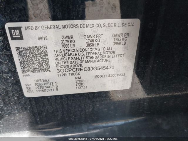3GCPCREC8JG545471 Chevrolet Silverado 1500 1lt