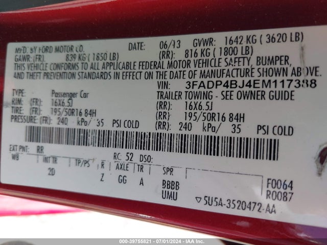 Ford FIESTA SE 2014 3FADP4BJ4EM117388 Image 9