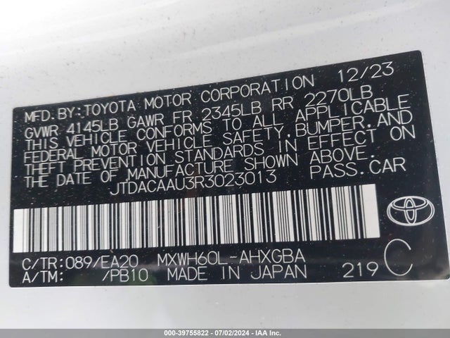 Toyota PRIUS XLE 2024 JTDACAAU3R3023013 Image 9