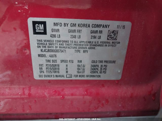 KL4CJBSB0GB575471 Buick Encore Convenience