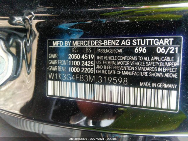 W1K3G4FB3MJ319598 Mercedes-Benz A 220 4matic