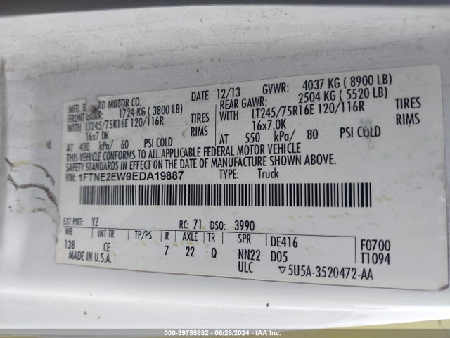 Ford E-250 Commercial 2014 1FTNE2EW9EDA19887 Image 9