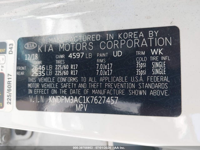 KIA Sportage Lx 2019 KNDPM3AC1K7627457 Image 9