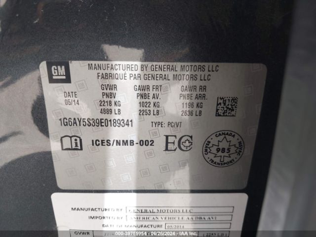 1G6AY5S39E0189341 Cadillac Cts Performance
