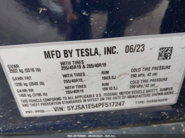 5YJSA1E54PF517247 Tesla Model S Dual Motor All-wheel Drive/standard Range