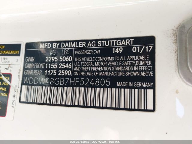 WDDWK8GB7HF524805 Mercedes-Benz Amg C 63