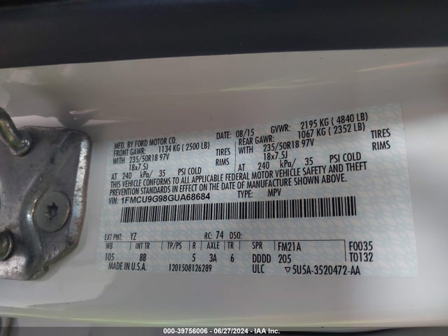 Ford 2016 2016 1FMCU9G98GUA68684 Image 26