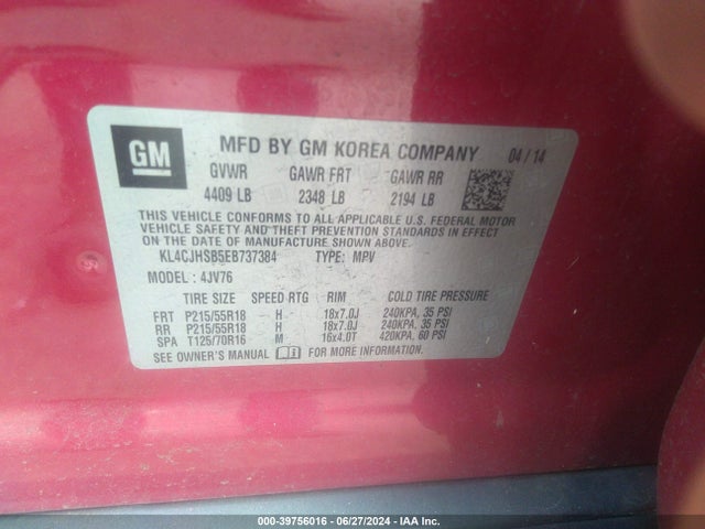 KL4CJHSB5EB737384 Buick Encore Premium