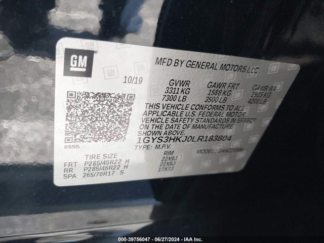 1GYS3HKJ0LR183804 Cadillac Escalade Esv 2wd Luxury