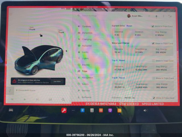 5YJ3E1EA1MF074864 Tesla Model 3 Standard Range Plus Rear-wheel Drive