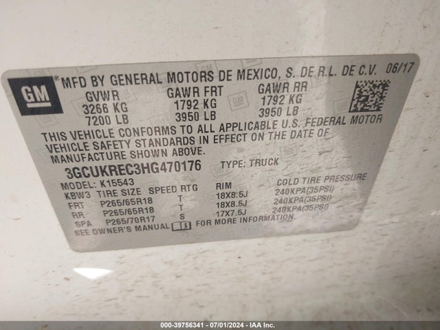 Chevrolet Silverado 1500 2lt 2017 3GCUKREC3HG470176 Image 9