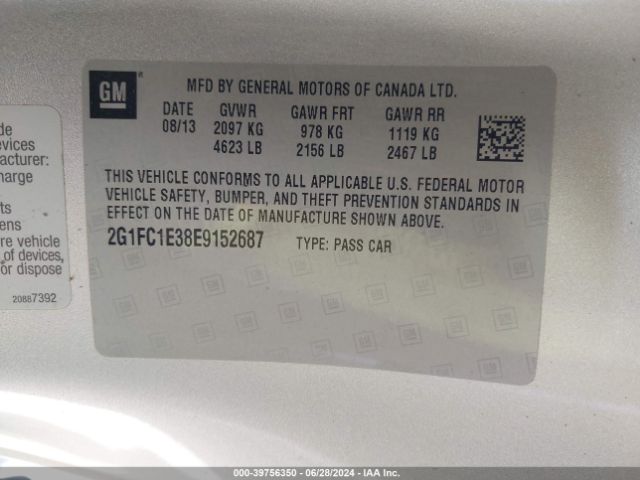 2G1FC1E38E9152687 Chevrolet Camaro 2lt