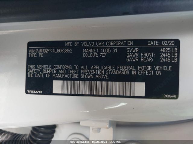 7JR102FK4LG063852 Volvo S60 T5 Momentum