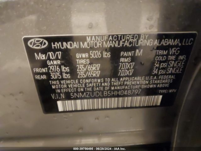 5NMZUDLB5HH048797 Hyundai Santa Fe Sport 2.4l