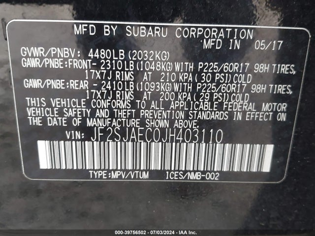 Subaru Forester 2.5i Premium 2018 JF2SJAEC0JH403110 Image 9