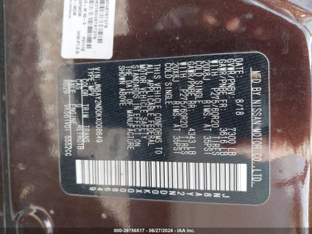 JN8AY2ND0KX008649 Nissan Armada Sl