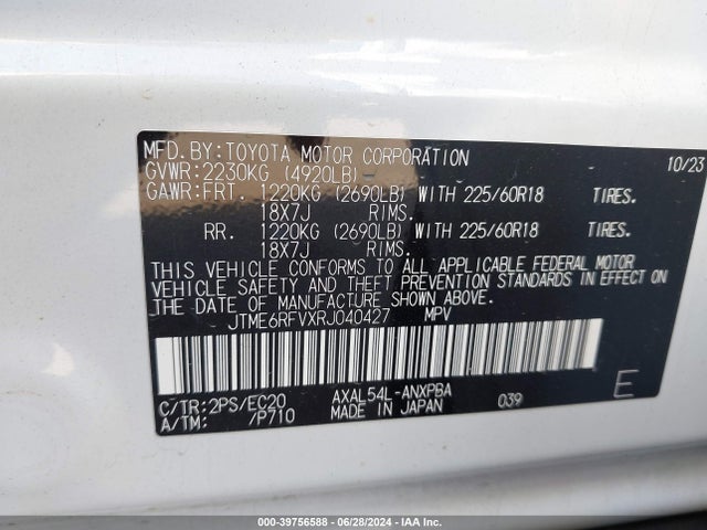 JTME6RFVXRJ040427 Toyota Rav4 Hybrid Xse