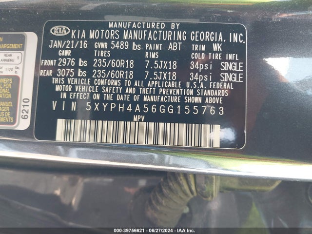 KIA Sorento 3.3l Ex 2016 5XYPH4A56GG155763 Image 9