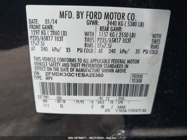 Ford EDGE SE 2014 2FMDK3GC1EBA25360 Image 9