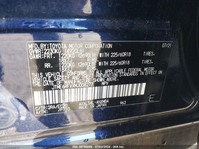 JTME6RFVXMJ008277 Toyota Rav4 Hybrid Xse