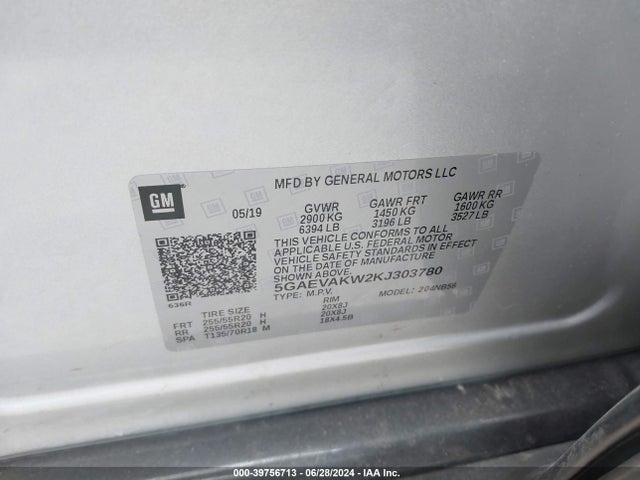 5GAEVAKW2KJ303780 Buick Enclave Awd Essence