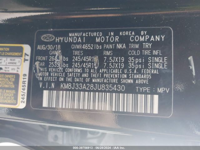 KM8J33A28JU835430 Hyundai Tucson Value