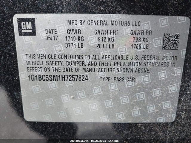 Chevrolet Cruze Ls Auto 2017 1G1BC5SM1H7257824 Image 9