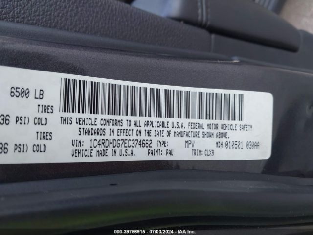 1C4RDHDG7EC374662 Dodge DURANGO LIMITED