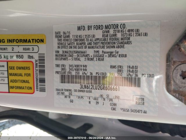 3LN6L2LU2GR606661 Lincoln MKZ HYBRID
