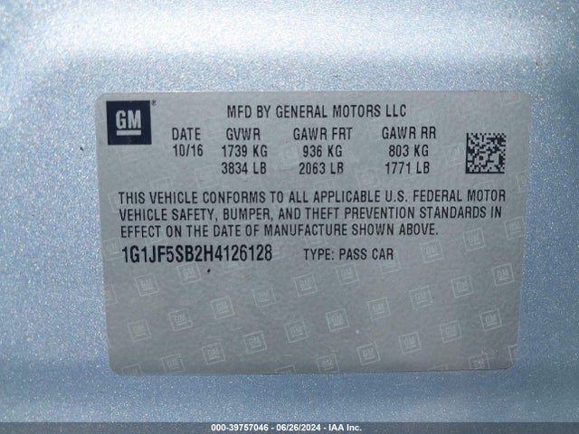 Chevrolet Sonic Premier Auto 2017 1G1JF5SB2H4126128 Image 9