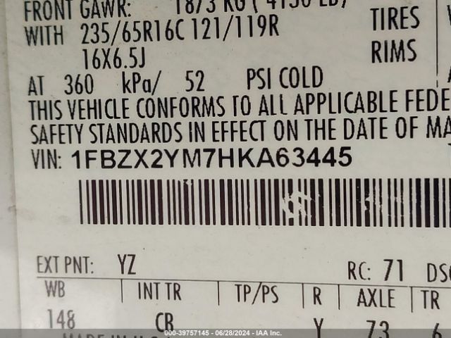 1FBZX2YM7HKA63445 Ford Transit-350 Xlt
